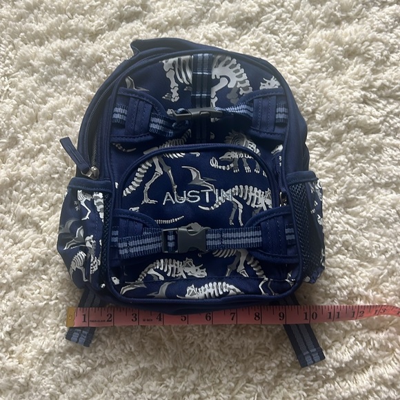 Personalized “Austin” Mini Pottery Barn Kids dinosaur glow-in-the-dark backpack. - Picture 3 of 7